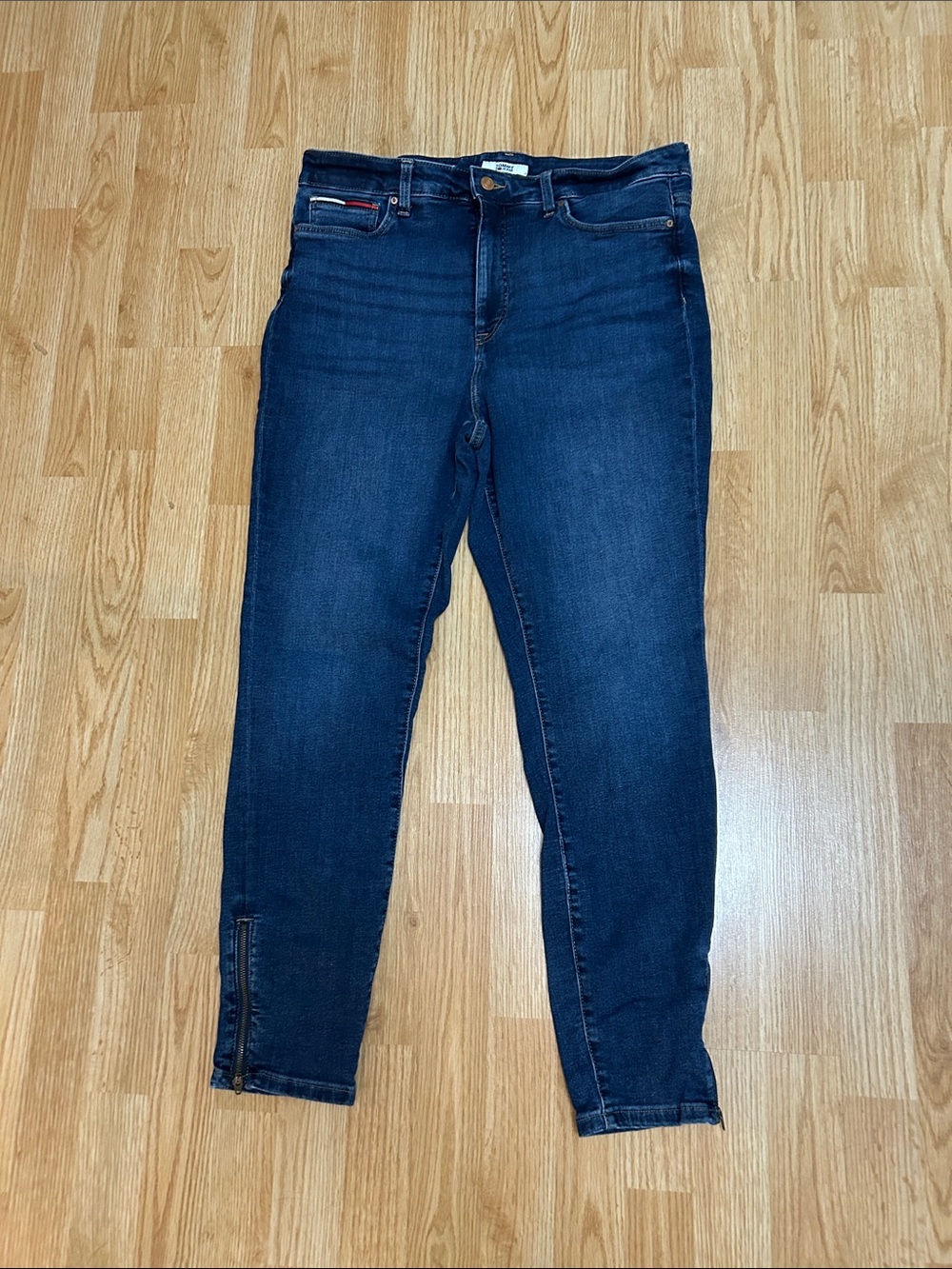 Tommy Hilfiger Dark Blue High-Rise Skinny Jeans with Ankle Zips